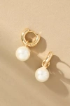 By Anthropologie Pearl Drop Huggie Earrings