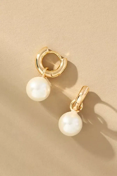 By Anthropologie Pearl Drop Huggie Earrings