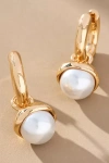 By Anthropologie Pearl Drop Huggie Hoop Earrings