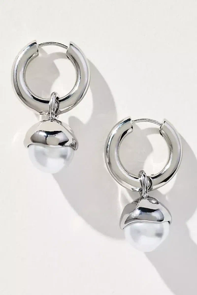 By Anthropologie Pearl Drop Huggie Hoop Earrings