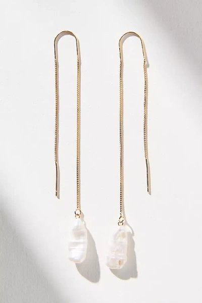 By Anthropologie Pearl Drop Threader Earrings In White