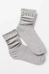 By Anthropologie Pearl-embellished Ribbed Trouser Socks In Gray
