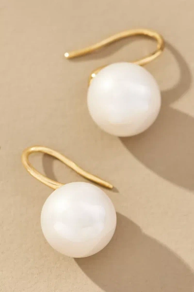 By Anthropologie Pearl Fishhook Earrings In Metallic