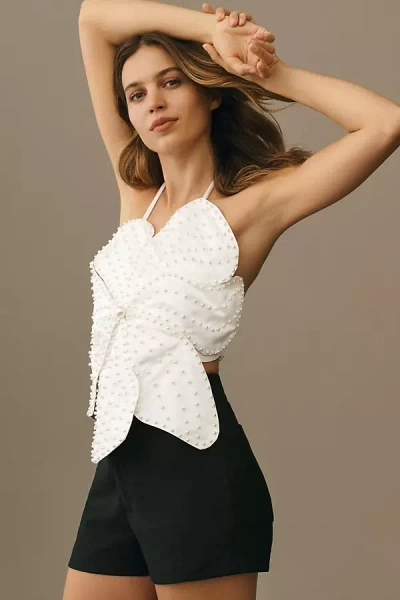 By Anthropologie Pearl Flower Cami In White