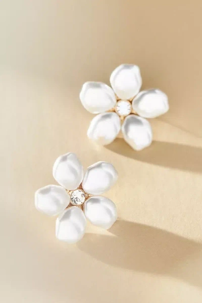By Anthropologie Pearl Flower Post Earrings In White