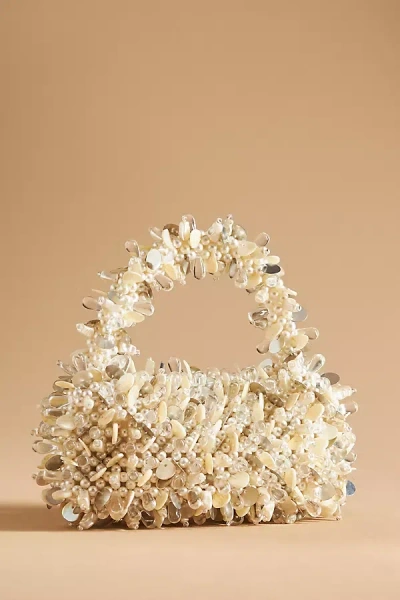 By Anthropologie Pearl Fringe Handbag In White