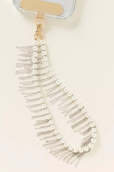 By Anthropologie Pearl Fringe Phone Chain In Red