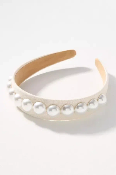 By Anthropologie Pearl Headband In Beige