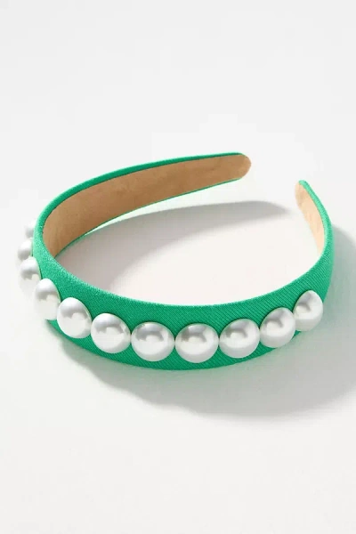 By Anthropologie Pearl Headband In Green