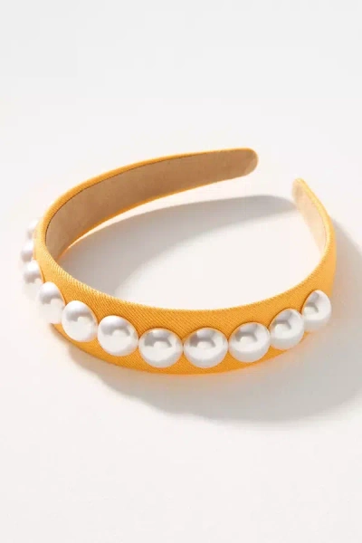 By Anthropologie Pearl Headband In Orange