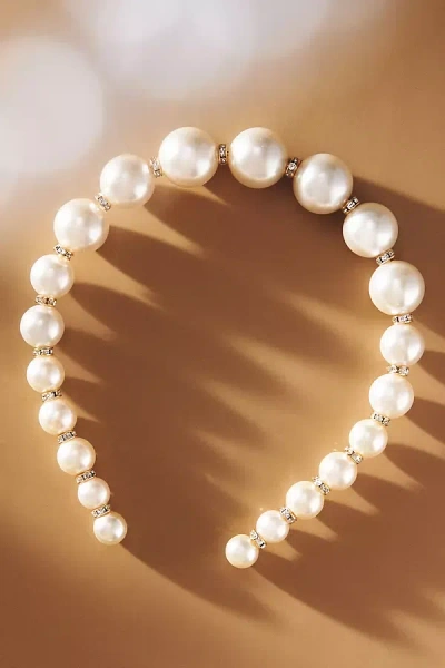 By Anthropologie Pearl Headband In White
