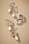By Anthropologie Pearl Huggie Earrings, Set Of 3