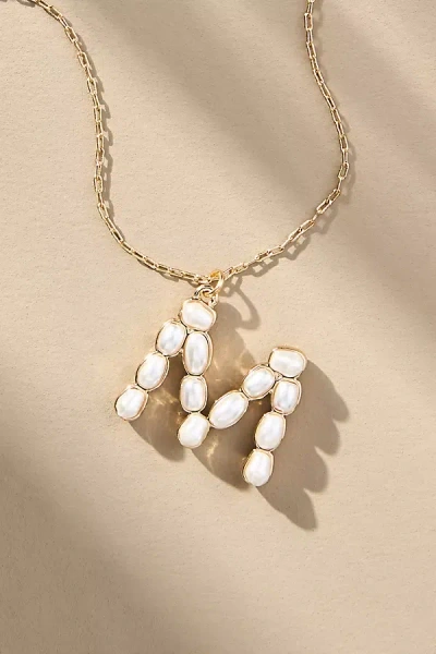 By Anthropologie Pearl Monogram Chain Necklace In Alphabet