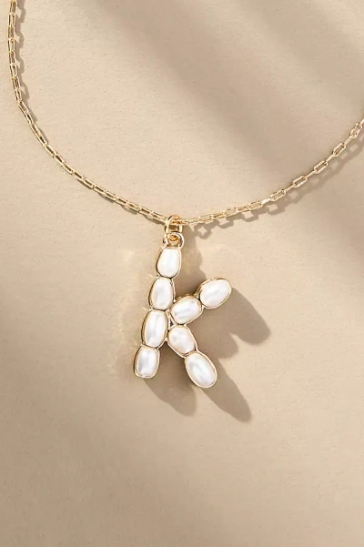 By Anthropologie Pearl Monogram Chain Necklace In Alphabet