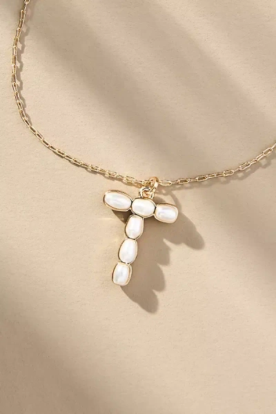 By Anthropologie Pearl Monogram Chain Necklace In Alphabet