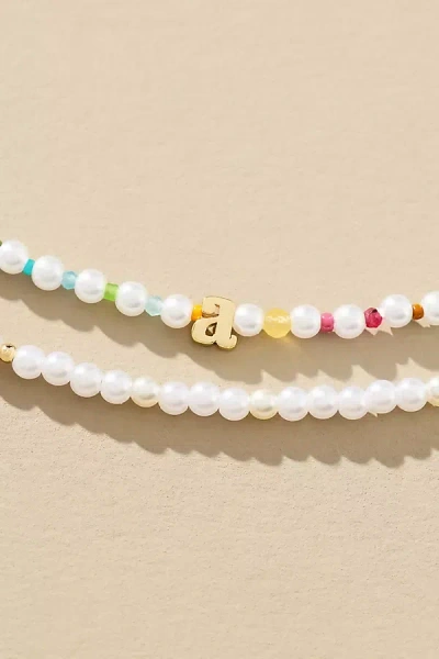 By Anthropologie Pearl Monogram Necklaces, Set Of 2