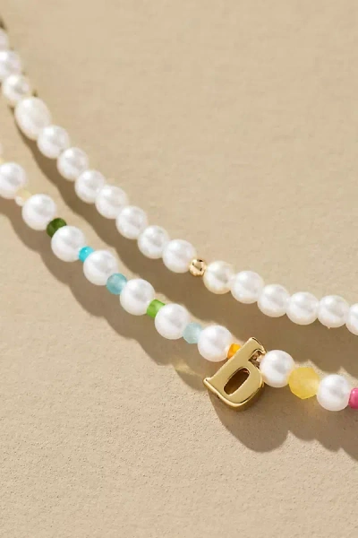 By Anthropologie Pearl Monogram Necklaces, Set Of 2
