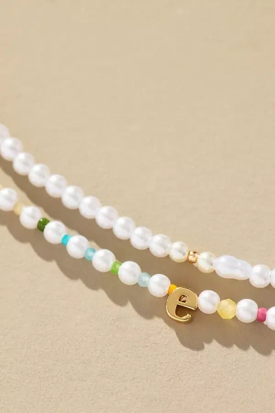 By Anthropologie Pearl Monogram Necklaces, Set Of 2