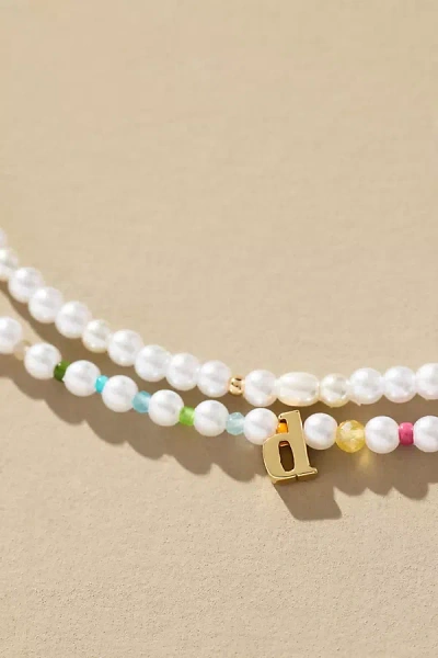 By Anthropologie Pearl Monogram Necklaces, Set Of 2