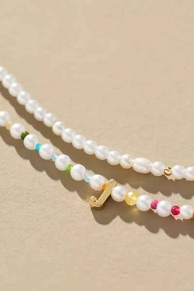 By Anthropologie Pearl Monogram Necklaces, Set Of 2