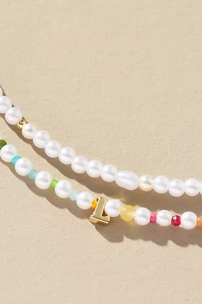 By Anthropologie Pearl Monogram Necklaces, Set Of 2
