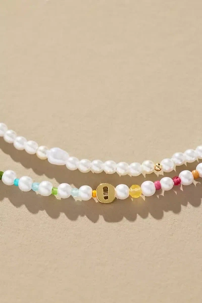 By Anthropologie Pearl Monogram Necklaces, Set Of 2