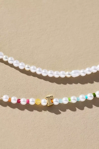 By Anthropologie Pearl Monogram Necklaces, Set Of 2