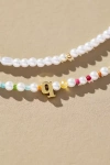 By Anthropologie Pearl Monogram Necklaces, Set Of 2