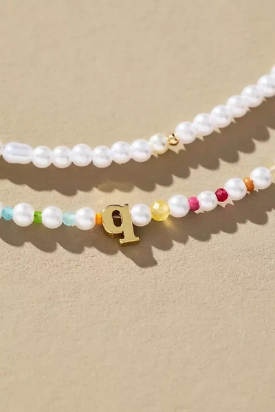 By Anthropologie Pearl Monogram Necklaces, Set Of 2