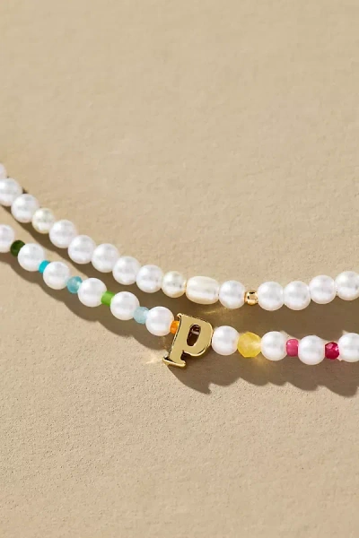 By Anthropologie Pearl Monogram Necklaces, Set Of 2