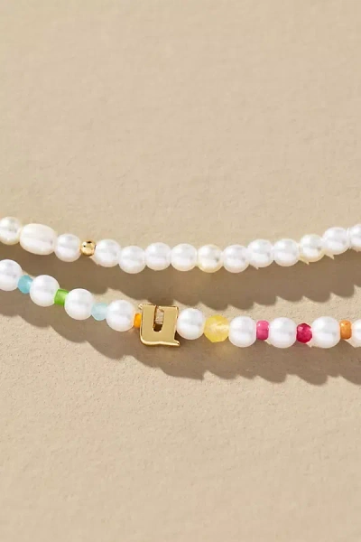 By Anthropologie Pearl Monogram Necklaces, Set Of 2