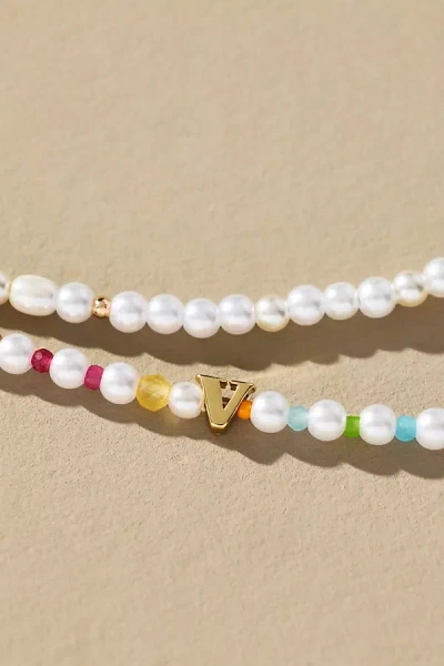 By Anthropologie Pearl Monogram Necklaces, Set Of 2
