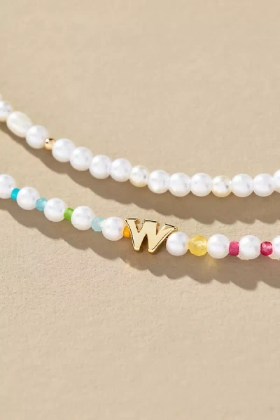 By Anthropologie Pearl Monogram Necklaces, Set Of 2