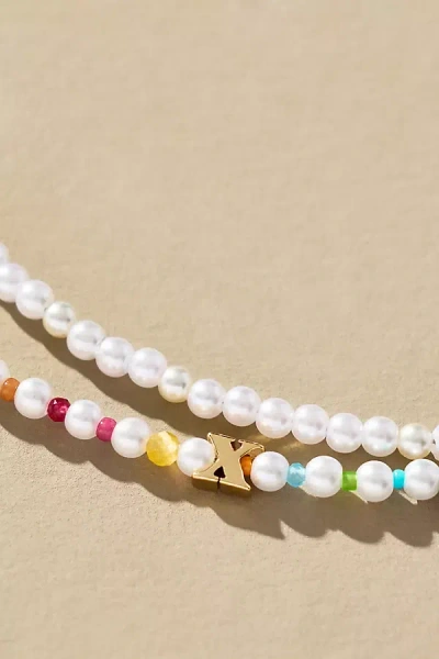 By Anthropologie Pearl Monogram Necklaces, Set Of 2
