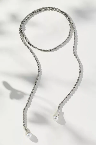 By Anthropologie Pearl Pendant Wrap Necklace In Silver