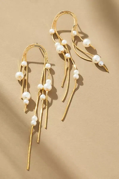 By Anthropologie Pearl Rounded Drop Earrings In White