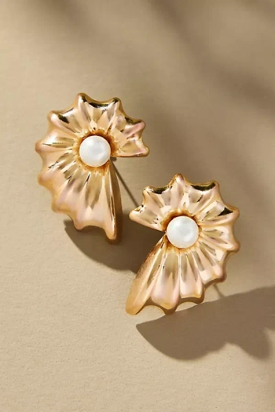 By Anthropologie Pearl Shell Post Earrings