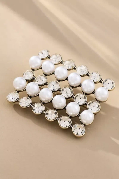 By Anthropologie Pearled Crystal Brooch In Sand
