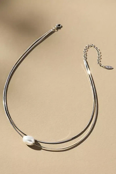 By Anthropologie Pearled Layer Necklace In Silver