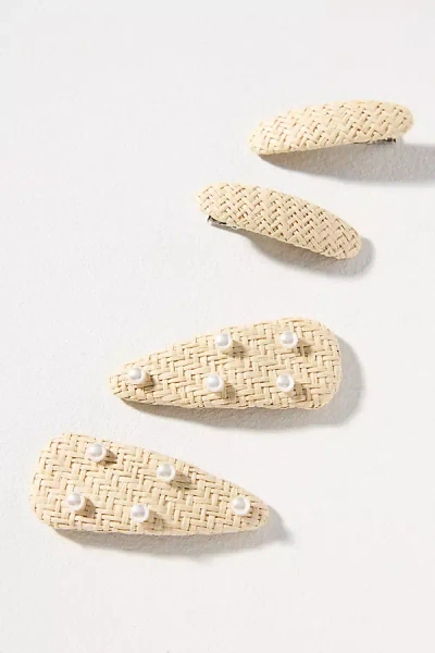 By Anthropologie Pearled Raffia Hair Clips, Set Of 4