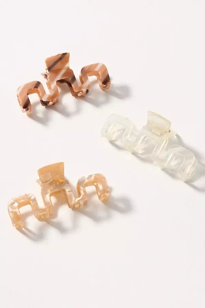By Anthropologie Pearlescent Hair Claw Clips, Set Of 3 In Brown