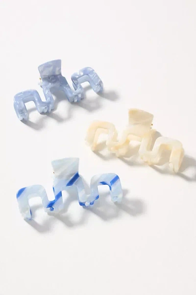 By Anthropologie Pearlescent Hair Claw Clips, Set Of 3 In Blue