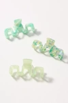 By Anthropologie Pearlescent Hair Claw Clips, Set Of 3 In Green