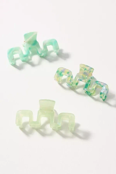 By Anthropologie Pearlescent Hair Claw Clips, Set Of 3 In Green