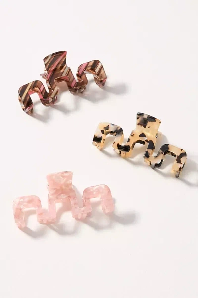 By Anthropologie Pearlescent Hair Claw Clips, Set Of 3 In Multi