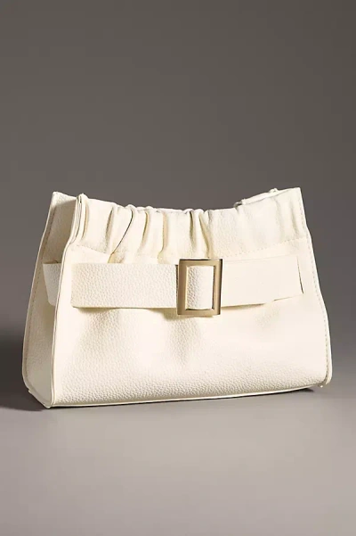 By Anthropologie Pebbled Buckle Clutch In Beige