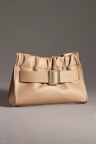 By Anthropologie Pebbled Buckle Clutch In Beige