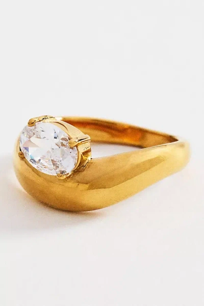 By Anthropologie Perched Crystal Ring In Gold