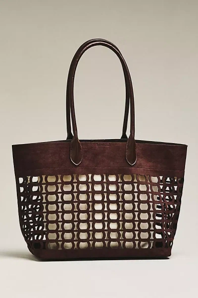 By Anthropologie Perforated Slouchy Faux Suede Tote In Brown