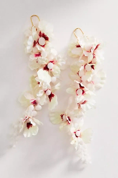 By Anthropologie Petal Cascade Statement Drop Earrings In White
